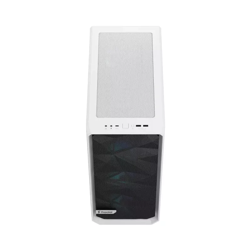 PC case Fractal Design Meshify 2 Compact RGB Valge — ATX/mikroATX/Mini-ITX, toetab 3x120 mm esiosa + 1x120 mm tagumine, 2,5-tollised/3,5-tollised kettad