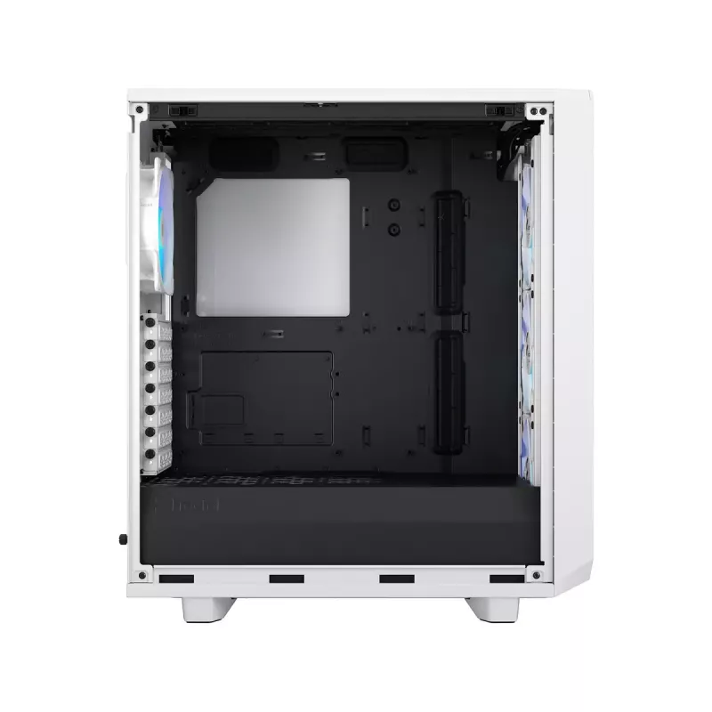 PC case Fractal Design Meshify 2 Compact RGB Valge — ATX/mikroATX/Mini-ITX, toetab 3x120 mm esiosa + 1x120 mm tagumine, 2,5-tollised/3,5-tollised kettad