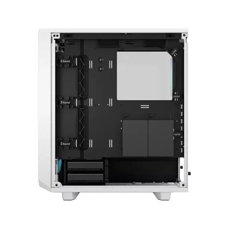PC case Fractal Design Meshify 2 Compact RGB Valge — ATX/mikroATX/Mini-ITX, toetab 3x120 mm esiosa + 1x120 mm tagumine, 2,5-tollised/3,5-tollised kettad