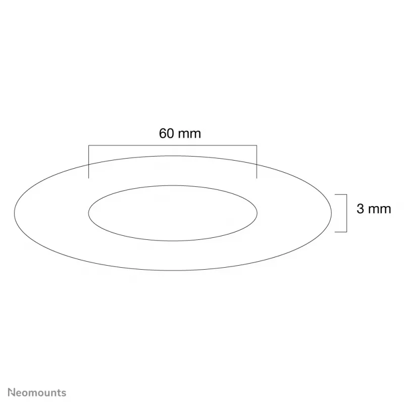 Neomounts FPMA-CRS6 laekate - diameeter 60 mm, hõbedane, plastik, lagi, 3 mm, 6 cm, 1 tk