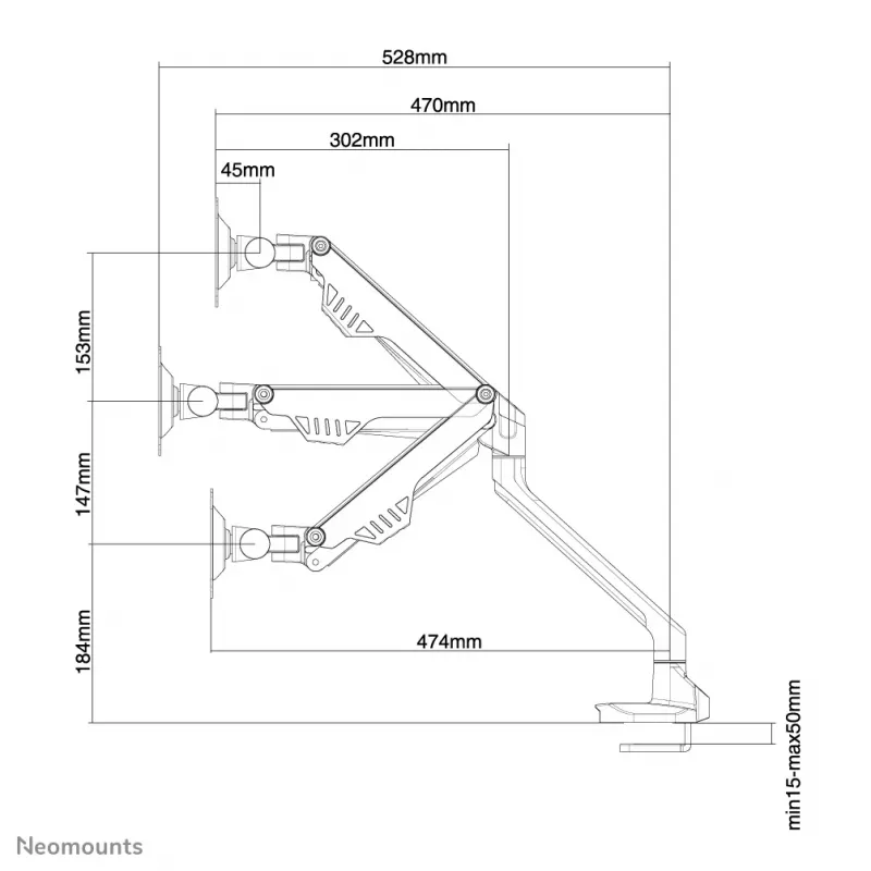 Lauamonitori käepide Neomounts FPMA-D750Must