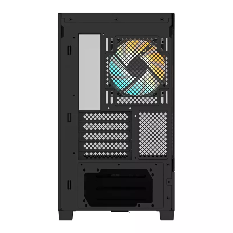GIGABYTE C201 PANORAMIC arvutikorpus - Mid Tower, m-ATX, 360 mm radiaatori tugi, 3 eelpaigaldatud ventilaatorit, USB 3.0, RGB Fusioni tugi