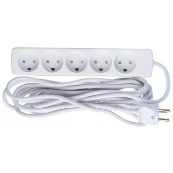 Toitepikenduskaabel Microconnect GRU0055WDK 5m 5 vahelduvvoolupistikut Valge