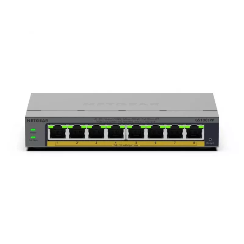 NETGEAR GS108EPP Haldamata Gigabit Ethernet (10/100/1000) Power over Ethernet (PoE) Laua-/seinakinnitusega Hall