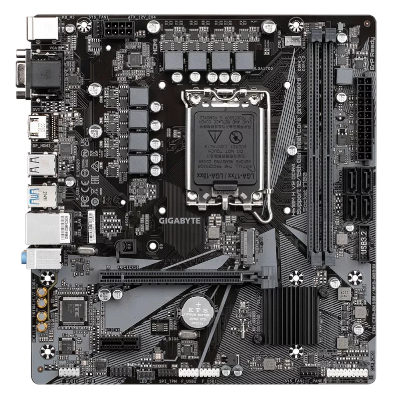 GIGABYTE H610M H V2 DDR4 emaplaat – toetab Intel Core 14. põlvkonna protsessoreid, 6+1+1 hübriidne digitaalne VRM, kuni 3200 MHz DDR4 (OC), 1xPCIe 3.0 M.2, GbE LAN, USB 3.2 Gen 1