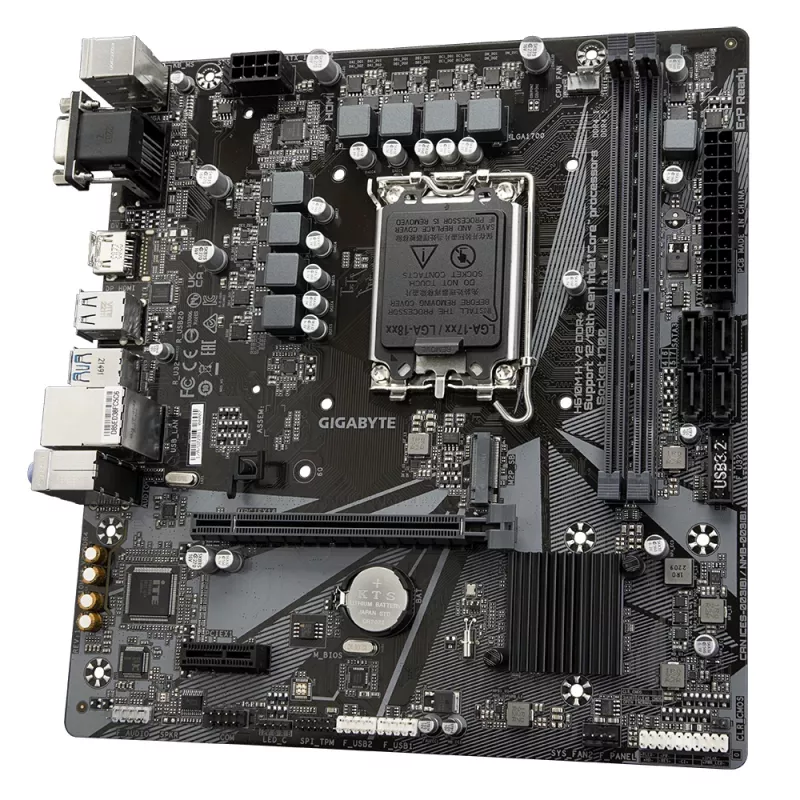 GIGABYTE H610M H V2 DDR4 emaplaat – toetab Intel Core 14. põlvkonna protsessoreid, 6+1+1 hübriidne digitaalne VRM, kuni 3200 MHz DDR4 (OC), 1xPCIe 3.0 M.2, GbE LAN, USB 3.2 Gen 1