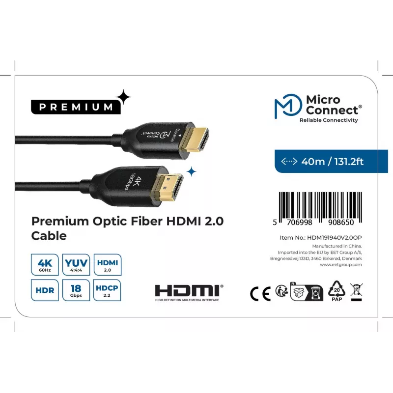 Microconnect Premium Optic HDMI kaabel 40m