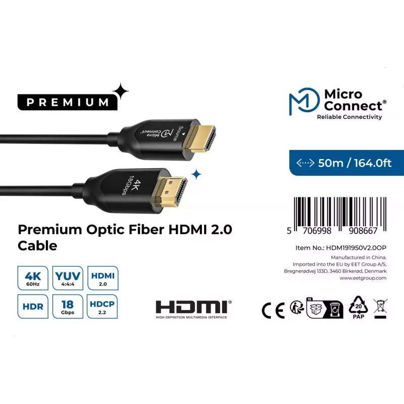 Microconnect Premium Optic HDMI kaabel 50m