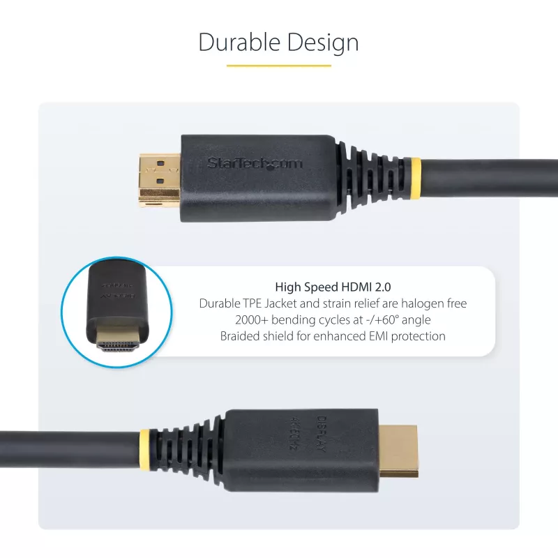 StarTech.com 10m aktiivne kiire HDMI-kaabel, 4K 60Hz/1440p 144Hz, HDR10/HDCP 2.2/ARC, 18Gbps, UHD HDMI 2.0 juhe teleri/monitori/ekraani jaoks, TPE ümbris