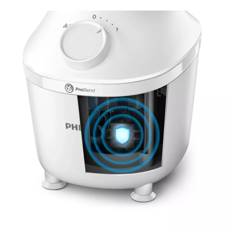 Lauapealne blender Philips HR2041/00 — 450 W, 1,9 l plastnõu, roostevabast terasest labad, valge