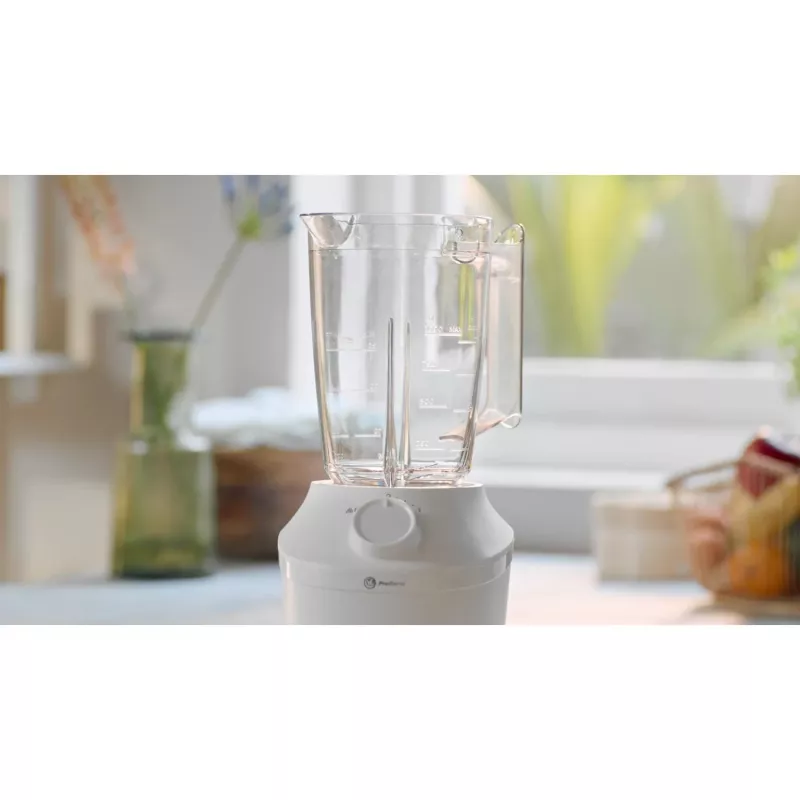 Lauapealne blender Philips HR2041/00 — 450 W, 1,9 l plastnõu, roostevabast terasest labad, valge