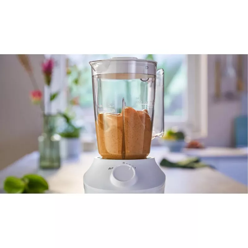 Lauapealne blender Philips HR2041/00 — 450 W, 1,9 l plastnõu, roostevabast terasest labad, valge