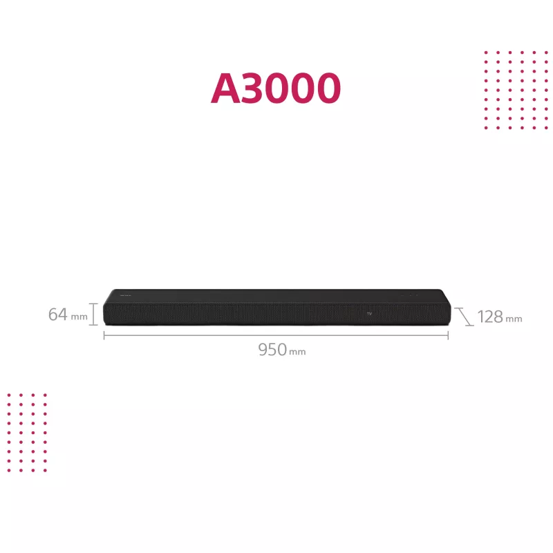 Soundbar Sony HT-A3000 Must 3.1 kanalit 250 W