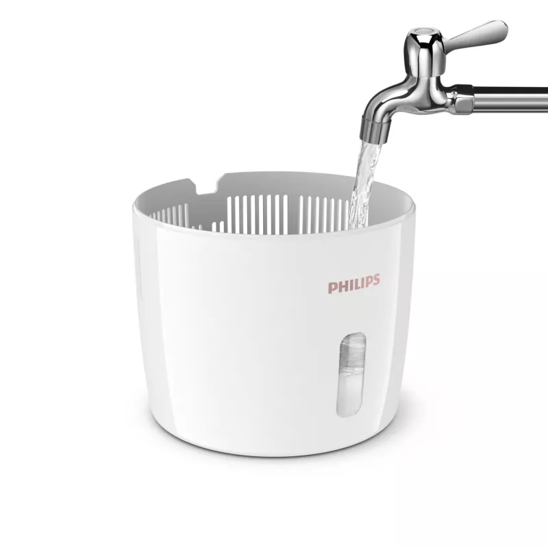 Õhuniisutaja Philips HU2716/10 — 2 L paak, 17 W, 220–240 V, valge/rooskuldne, kompaktne 220×220×350 mm