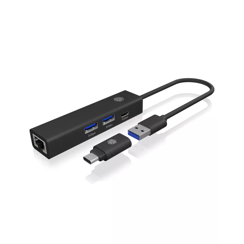 ICY BOX IB-HUB1439-LAN juhtmega USB 3.2 Gen 1 (3.1 Gen 1) Type-A must