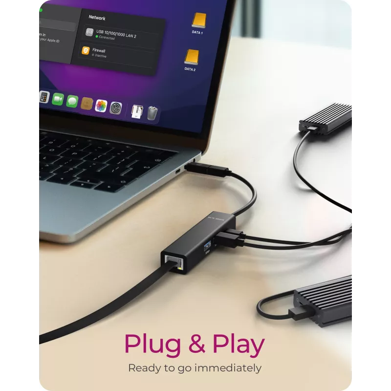 ICY BOX IB-HUB1439-LAN juhtmega USB 3.2 Gen 1 (3.1 Gen 1) Type-A must