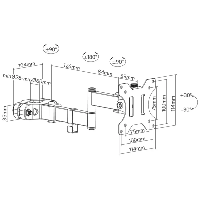 Techly kronstein postikinnituseks TV LED/LCD 17-32 tolli must