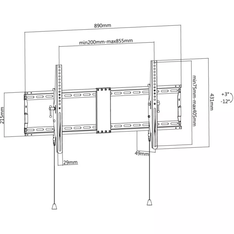 Techly ICA-PLB 590 TV-kinnitus/statiiv 2,29 m (90 tolli) Must