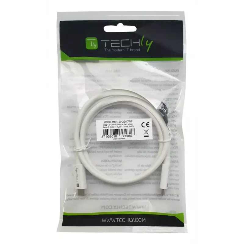 Techly ICOC-MU4-20G240W2 USB-kaabel USB4 Gen 2x2 2 m USB-C Valge