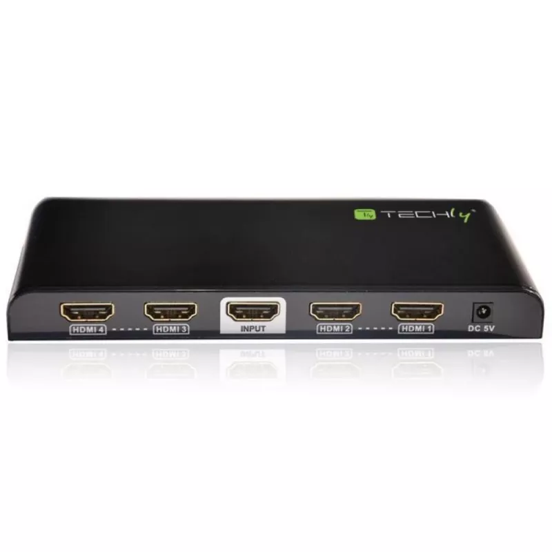 Techly Splitter HDMI 2.0 4K UHD 3D 4-way, HDMI, 4x HDMI, 3840 x 2160 pikslit, Must, 4K Ultra HD, 30 m