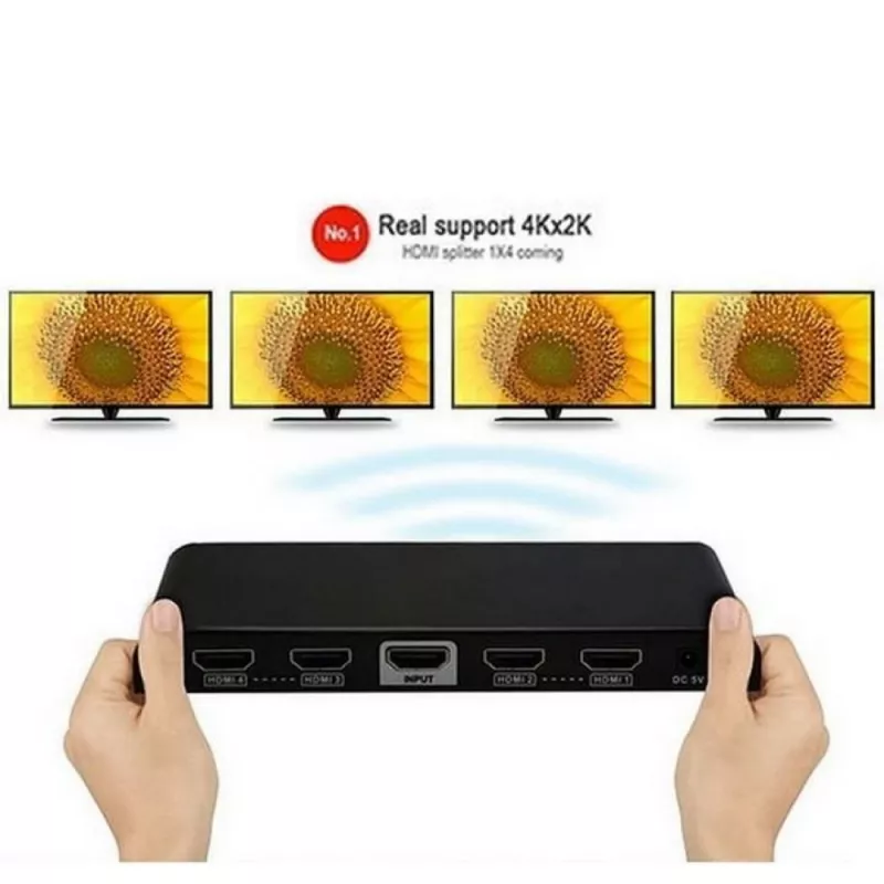 Techly Splitter HDMI 2.0 4K UHD 3D 4-way, HDMI, 4x HDMI, 3840 x 2160 pikslit, Must, 4K Ultra HD, 30 m