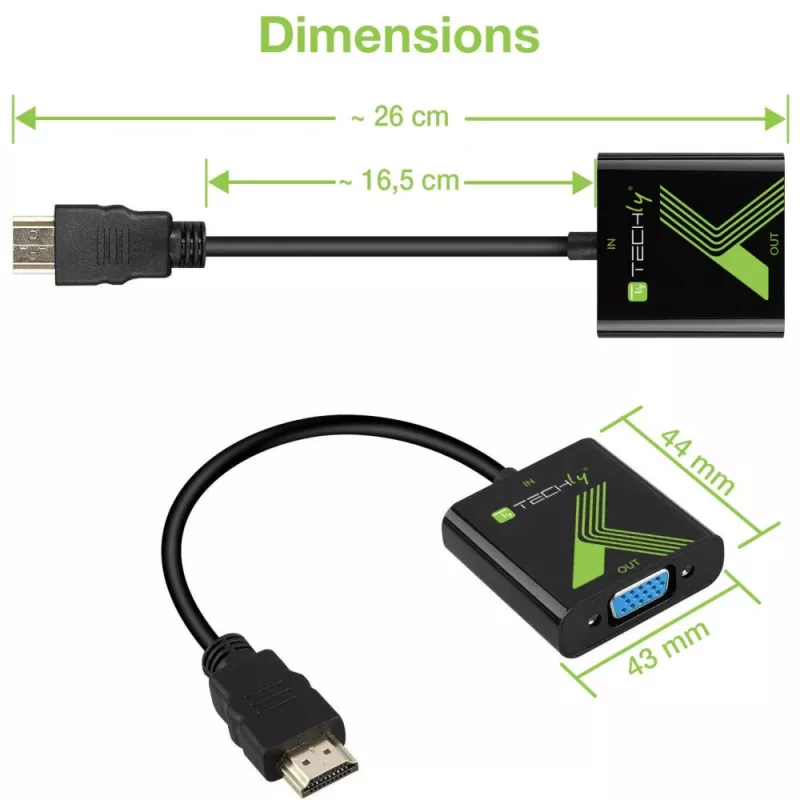Techly kaabliadapter HDMI-VGA-le heliga IDATA HDMI-VGA2A