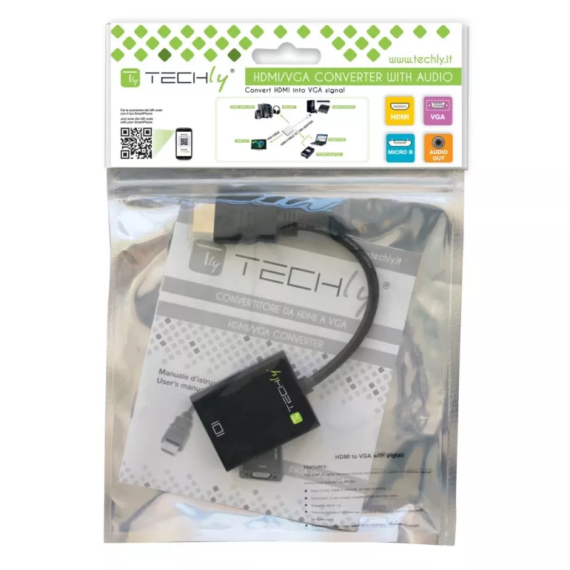 Techly kaabel Adapter Converter HDMI to VGA with Micro USB and Audio IDATA HDMI-VGA2AU