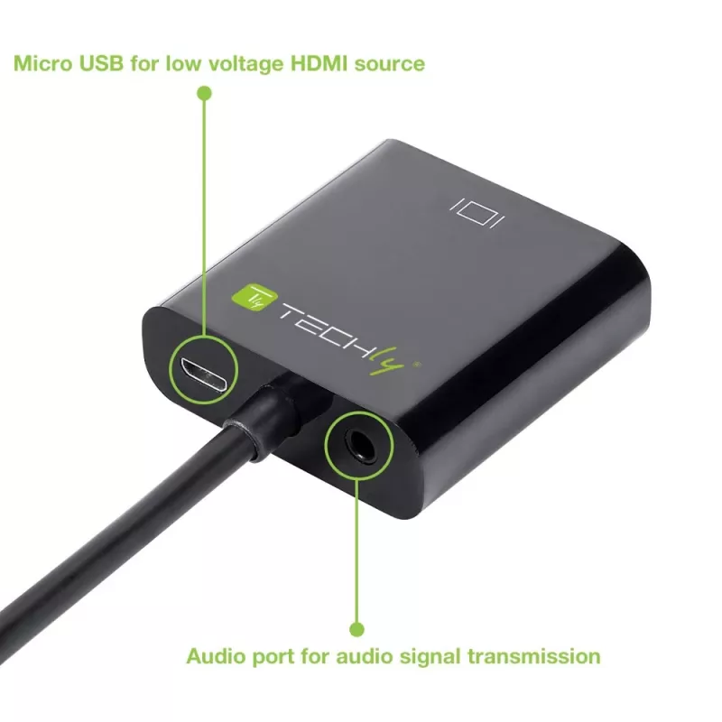 Techly kaabel Adapter Converter HDMI to VGA with Micro USB and Audio IDATA HDMI-VGA2AU