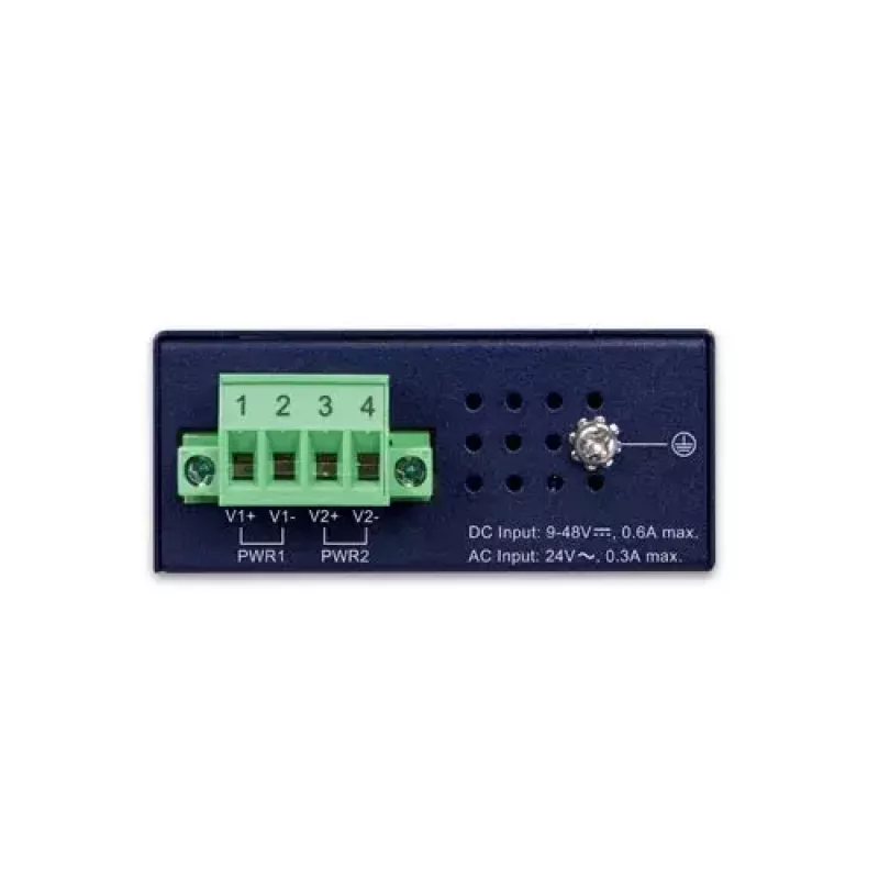 Haldamata Gigabit Ethernet kommutaator PLANET IGS-510TF — 4 x 10/100/1000 Mbps, 10 Gbit/s lülitusvõime, 9–48V DC, seinale kinnitatav