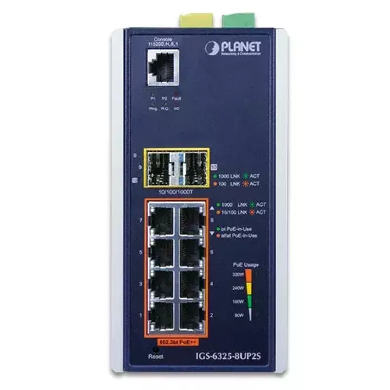 Hallatav 3. kiht lüliti PLANET IGS-6325-8UP2S 8 porti Gigabit Ethernet PoE