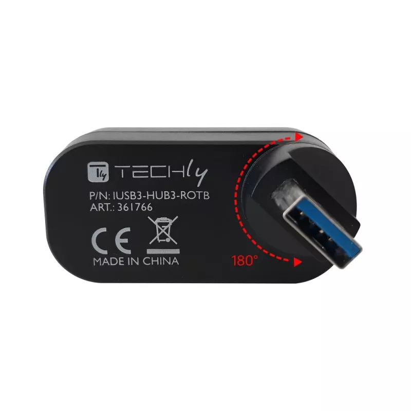 Techly IUSB3-HUB3-ROTB liidese jaotur USB 3.2 Gen 1 (3.1 Gen 1) Type-A 5000 Mbit/s Must