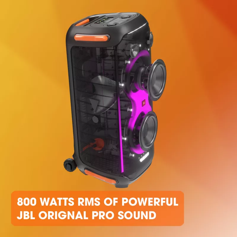 JBL PARTYBOX 710, 6.98 cm (2.75 tolli), 7 cm, 20.3 cm (8 tolli), 21.6 cm, 800 W, 35 - 20000 Hz