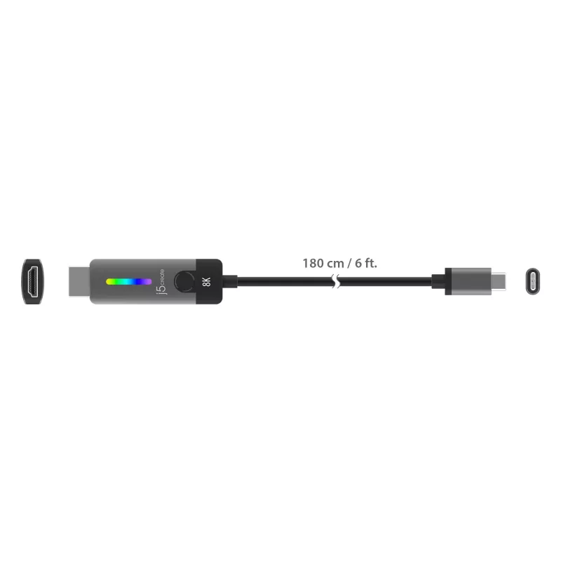 j5create JCC157-N USB-C – HDMI 2.1 8K kaabel 1,79 m