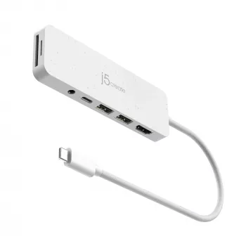 j5create JCD373EW - USB-C® mitme pordiga jaotur koos toiteedastusega