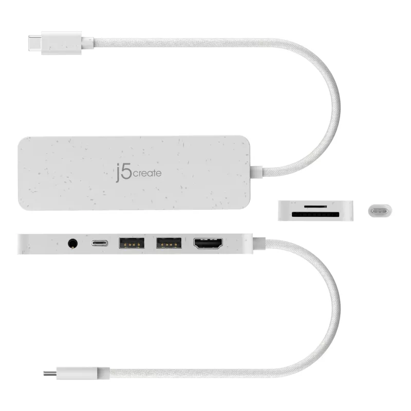 j5create JCD373EW - USB-C® mitme pordiga jaotur koos toiteedastusega