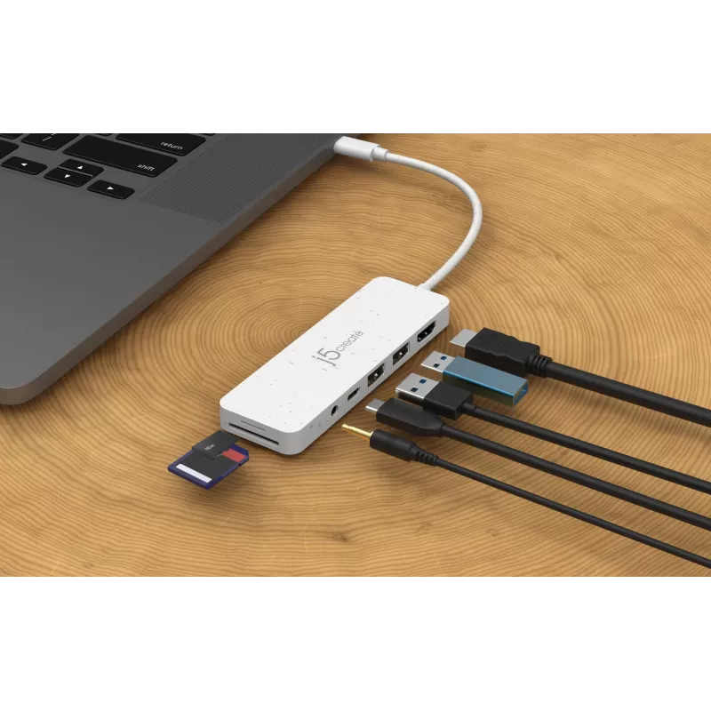 j5create JCD373EW - USB-C® mitme pordiga jaotur koos toiteedastusega