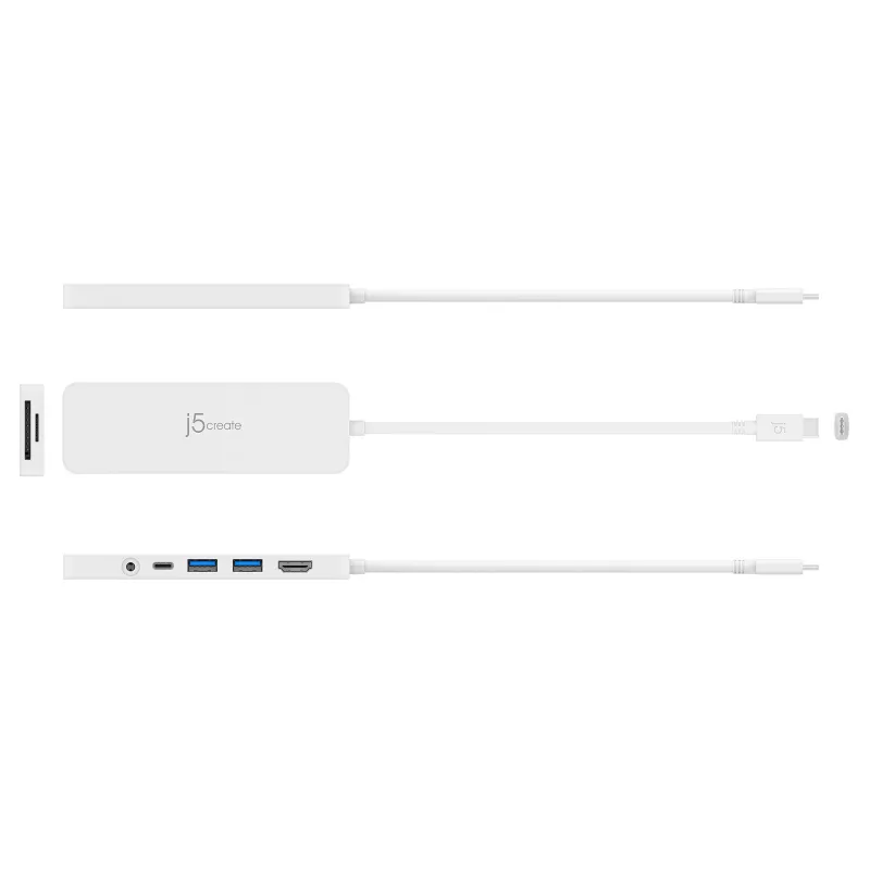 USB-C mitmikadapter j5create JCD373-N 60W toiteedastusega 4K