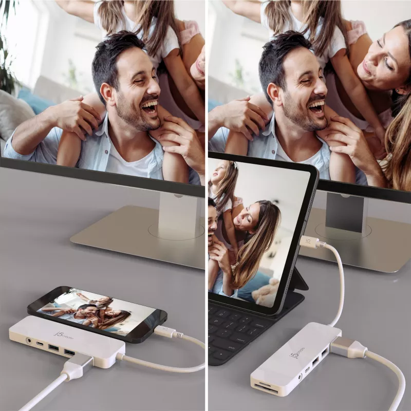 USB-C mitmikadapter j5create JCD373-N 60W toiteedastusega 4K