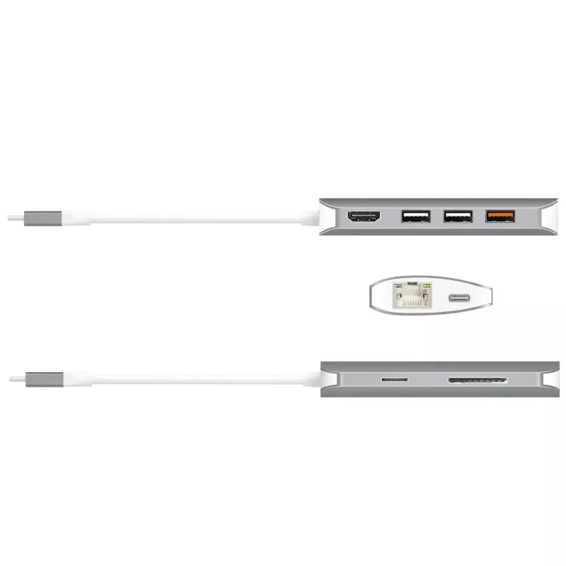 j5create JCD383 USB-C™ 9-ühes multiliides, hõbe ja valge