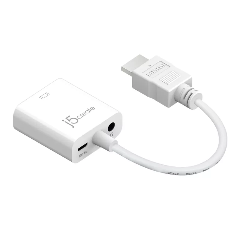 j5create JDA213 HDMI-VGA-adapter, valge, 0,1 m, 1920x1080P