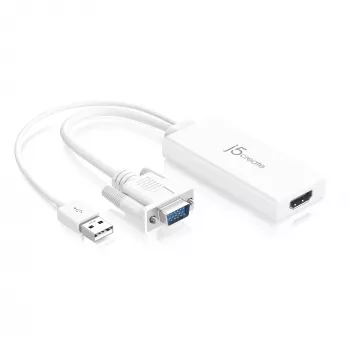 j5create JDA214 VGA-HDMI video-helimuundur Valge 0,176 m