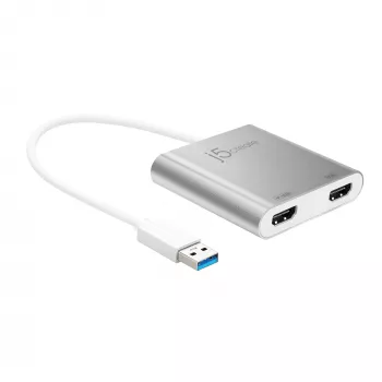 j5create JUA365 USB™ 3.0 kahe HDMI-ga mitme monitori adapter, hõbedane