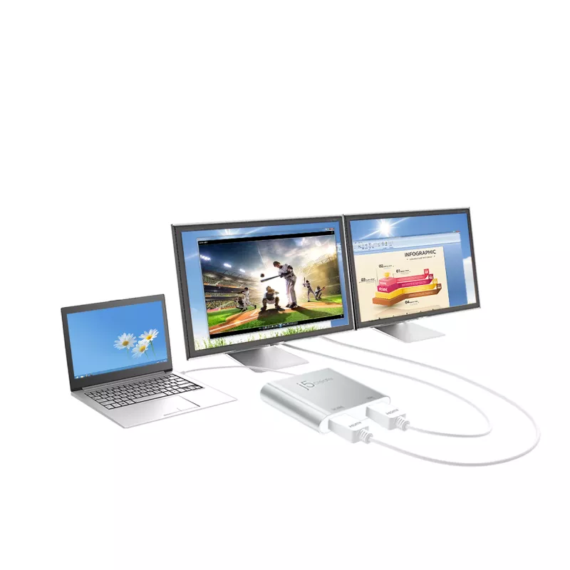 j5create JUA365 USB™ 3.0 kahe HDMI-ga mitme monitori adapter, hõbedane