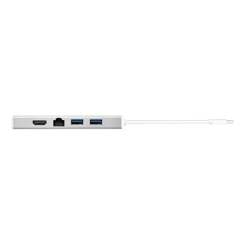 j5create JUD380 USB™ 3.0 Mini dokk, sisaldab 1x HDMI-porti ja 3x USB-porti, hõbedane