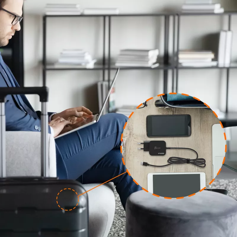 j5create JUP1565DCE3A-EN 67W GaN PD USB-C® minilaadija 3 tüüpi alalispistikutega – EL
