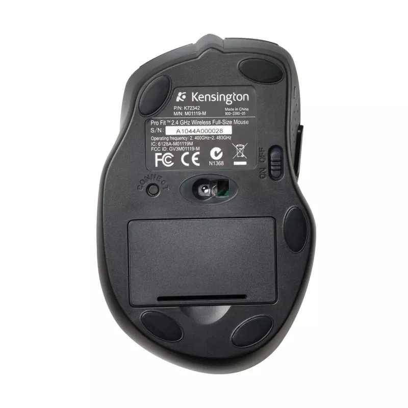 Kensington Pro Fit Wireless Full-Size hiir, mõlemakäeline, optiline, RF-juhtmevaba, 1600 DPI, must