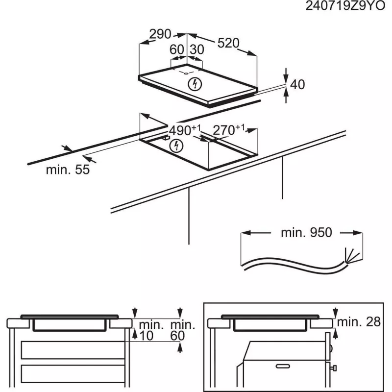 Electrolux Serie 300 LHR3233CK must sisseehitatud 29 cm keraamiline pliit 2 tsooni