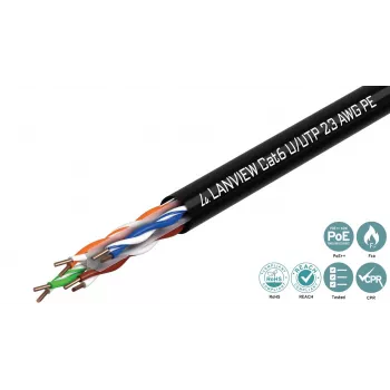 Lanview LVN122151 võrgukaabel Must 305 m Cat6 U/UTP UTP 10000 Mbit/s