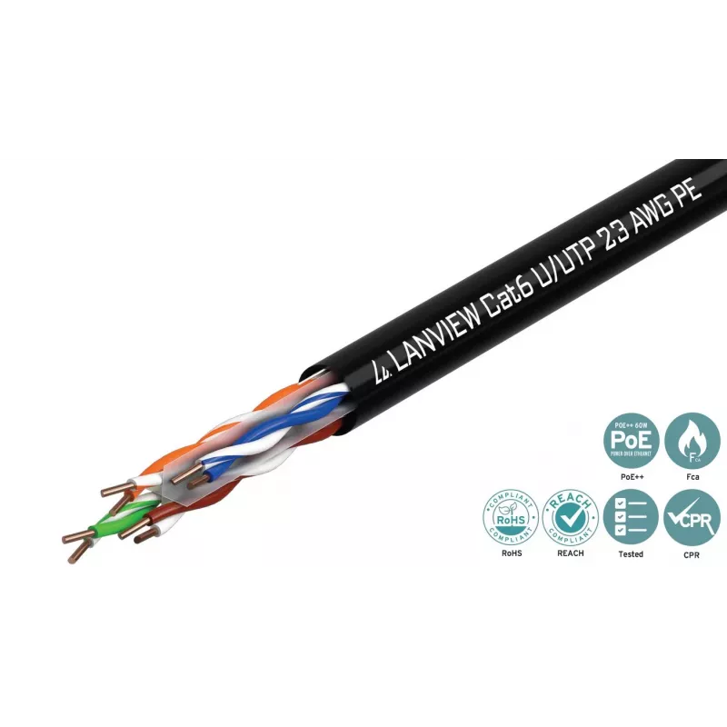 Lanview LVN122151 võrgukaabel Must 305 m Cat6 U/UTP UTP 10000 Mbit/s