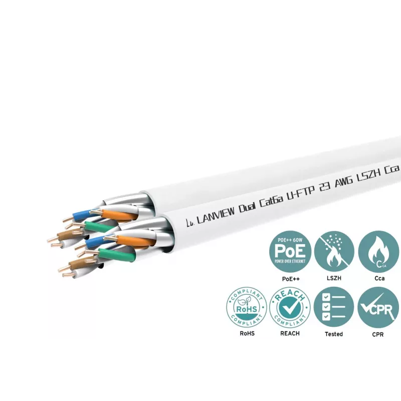 Cat6a U-FTP kahepoolne võrgukaabel 4x2xAWG23 LSZH valge